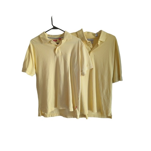 (2) Tehama IZOD Men's M Yellow Short Sleeve Polo Shirts - Picture 1 of 12